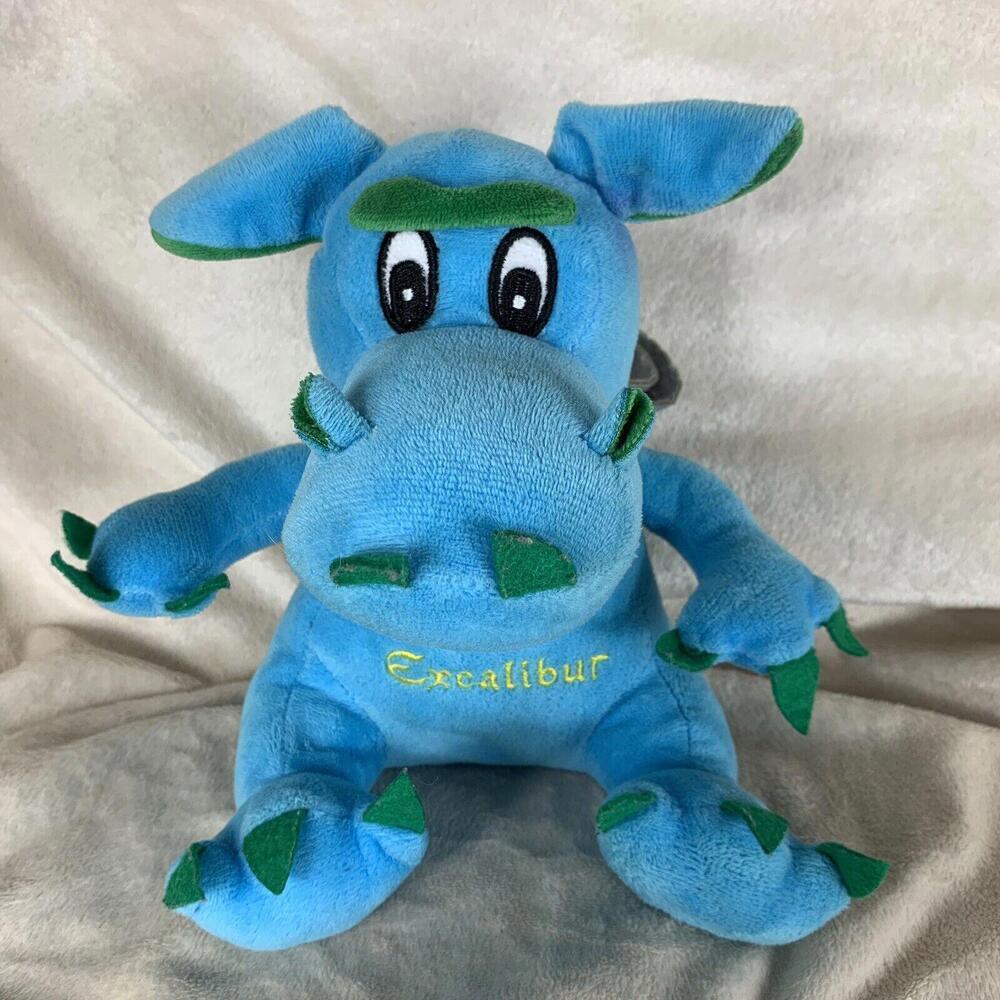 Blue Excalibur Dragon Plush Stuffed 8” Animal Toy Beads By The Dozen READ​